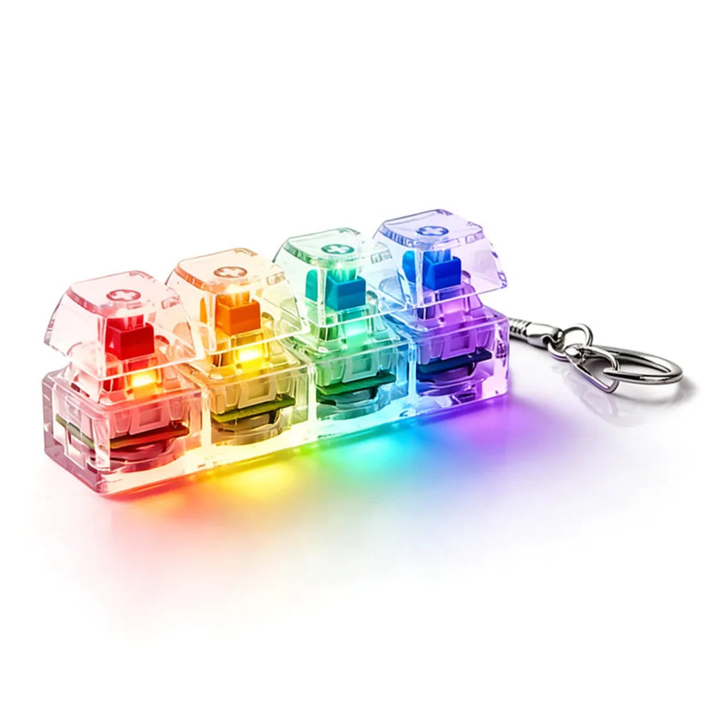 1PC Light up Keyboard Keychain Stress Relief Clickable LED Button Toy for People with Anxiety Office Desk Accessory