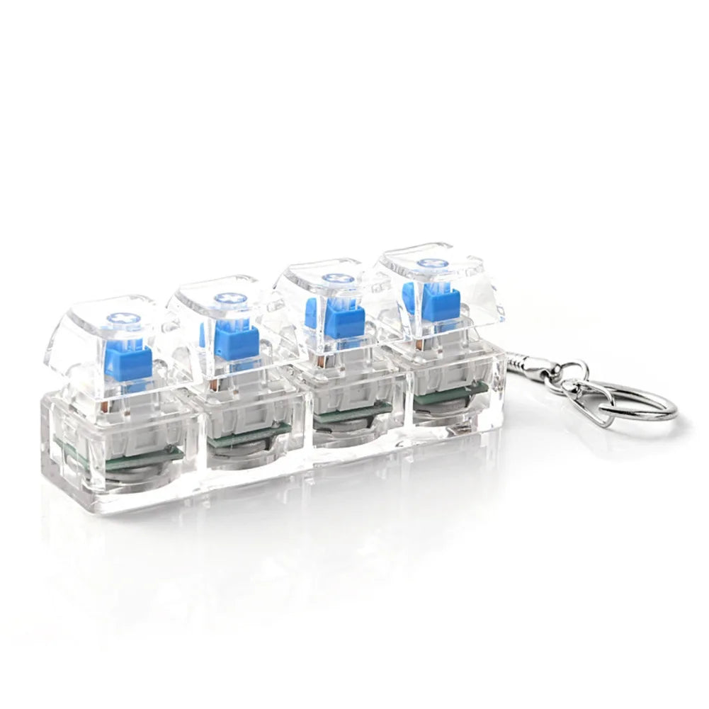 1PC Light up Keyboard Keychain Stress Relief Clickable LED Button Toy for People with Anxiety Office Desk Accessory
