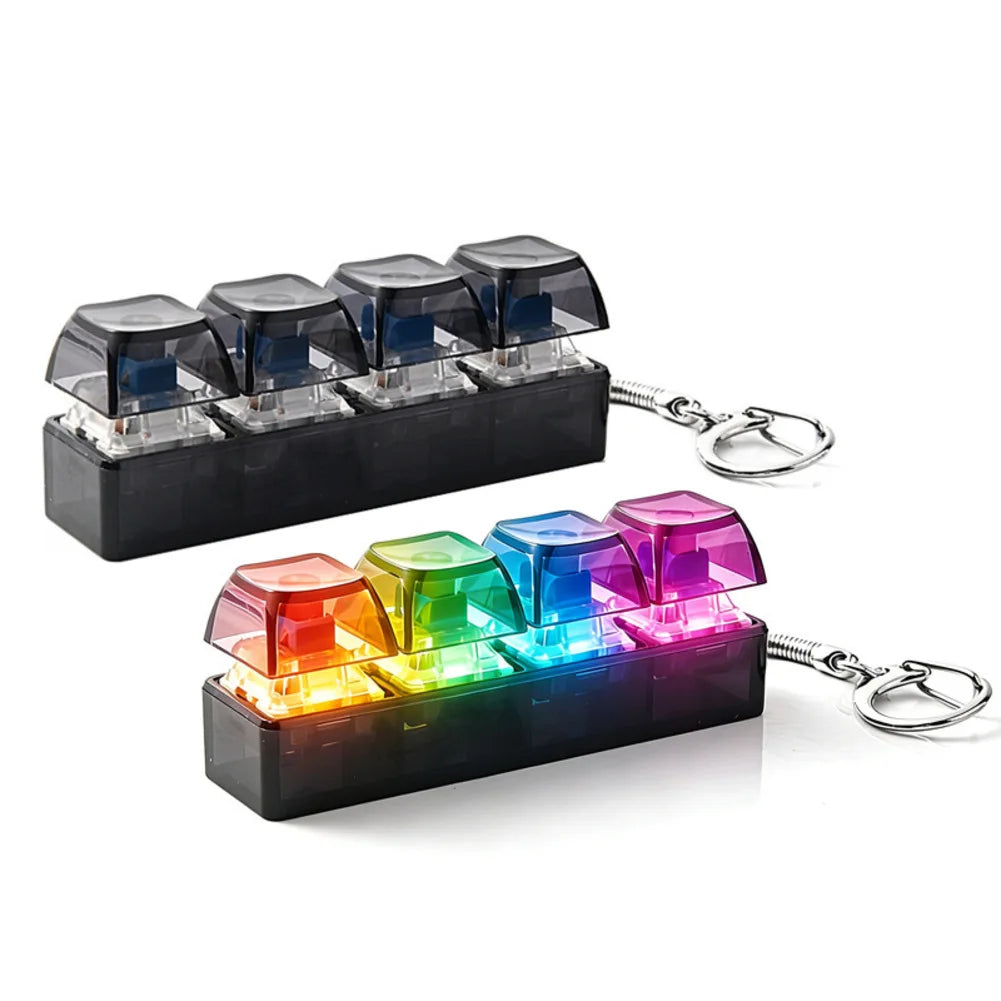 1PC Light up Keyboard Keychain Stress Relief Clickable LED Button Toy for People with Anxiety Office Desk Accessory