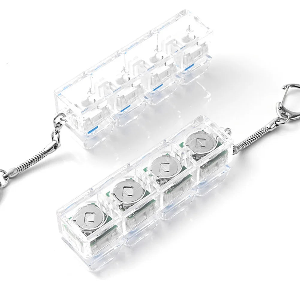 1PC Light up Keyboard Keychain Stress Relief Clickable LED Button Toy for People with Anxiety Office Desk Accessory
