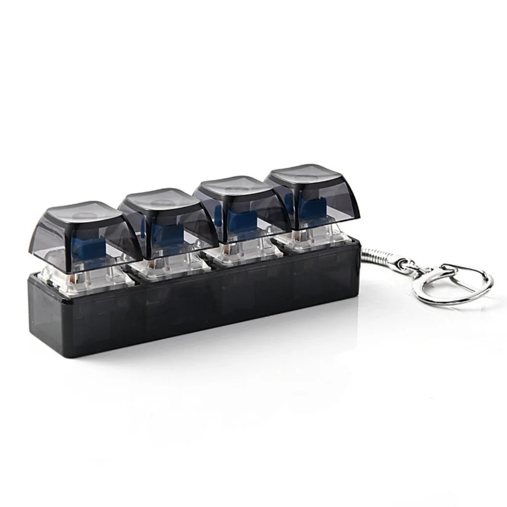 1PC Light up Keyboard Keychain Stress Relief Clickable LED Button Toy for People with Anxiety Office Desk Accessory