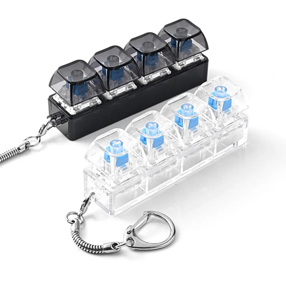 1PC Light up Keyboard Keychain Stress Relief Clickable LED Button Toy for People with Anxiety Office Desk Accessory